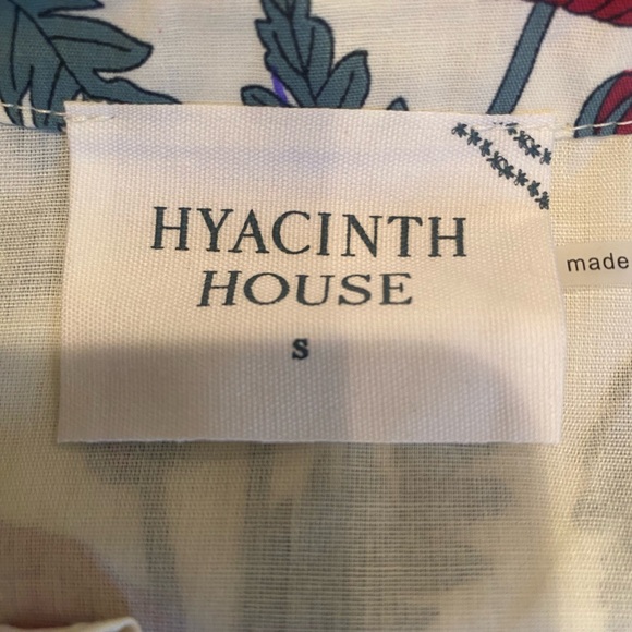 Hyacinth House Tuckernuck Midi Dress Red Floral Print Puff Sleeves Small NWT - Picture 2 of 11